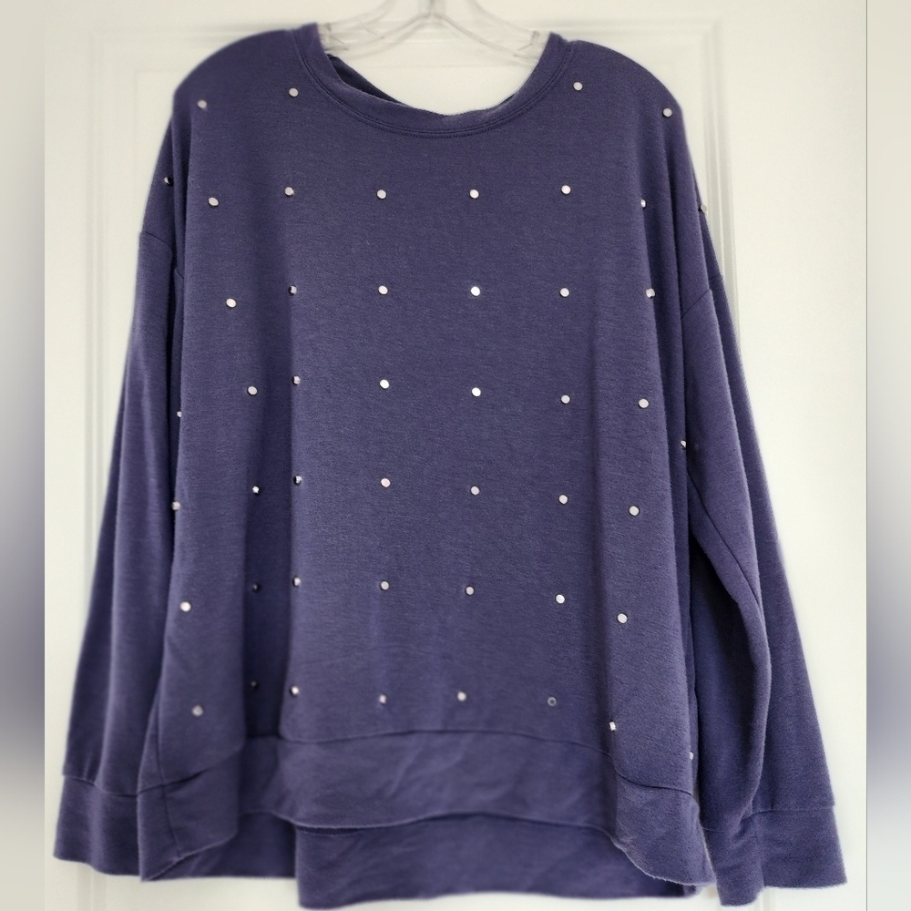 Cupio Blue Sweatshirt with Silver Studs size Large